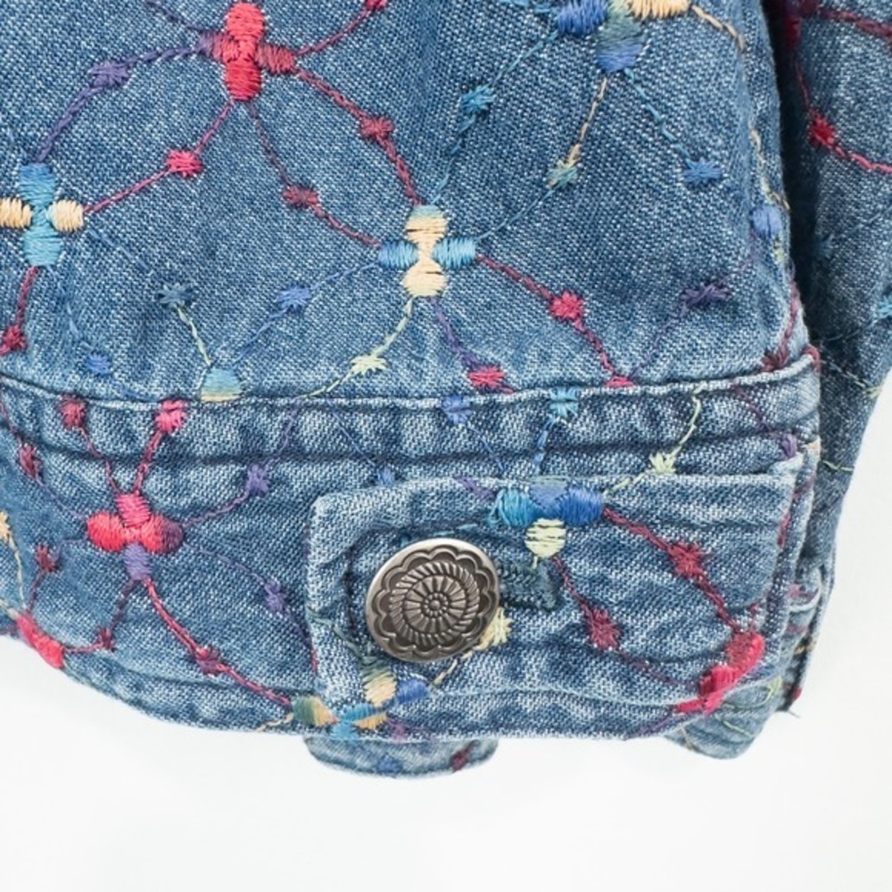 Vintage Embroidered Denim Light Shirt Jacket Colorful Dopamine Y2K Indie Large - Picture 9 of 16